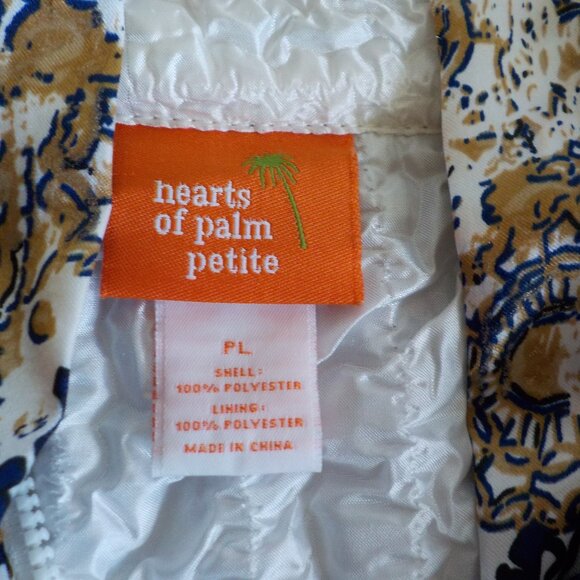 Hearts of Palm Puffer Jacket - Petite Large - Zip Front - Blue Gold White (511) - Picture 6 of 7